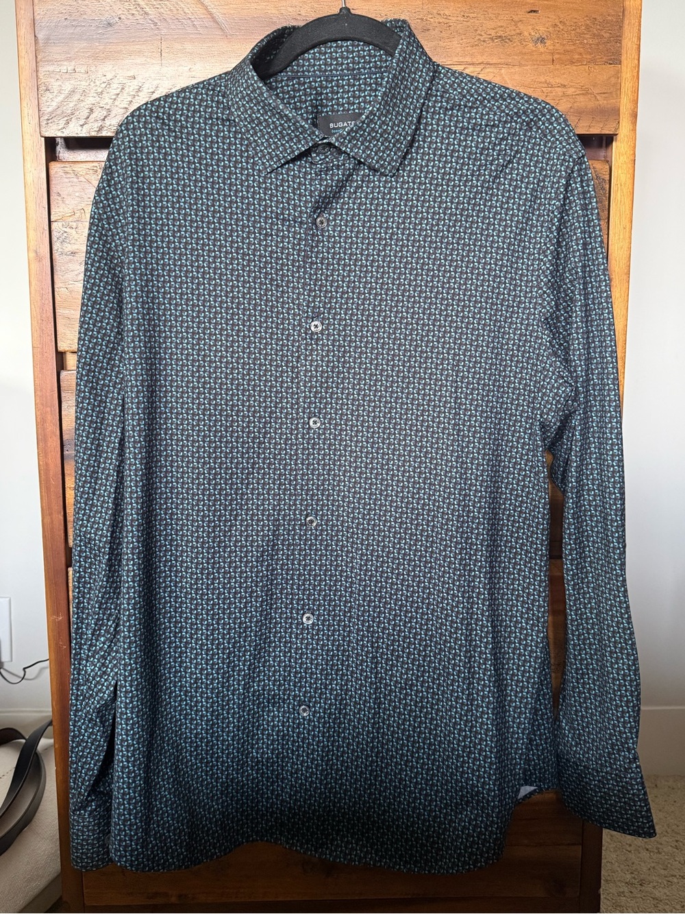 Bugatchi Men's Long-Sleeve Patterned Shirt in Blue/ Black